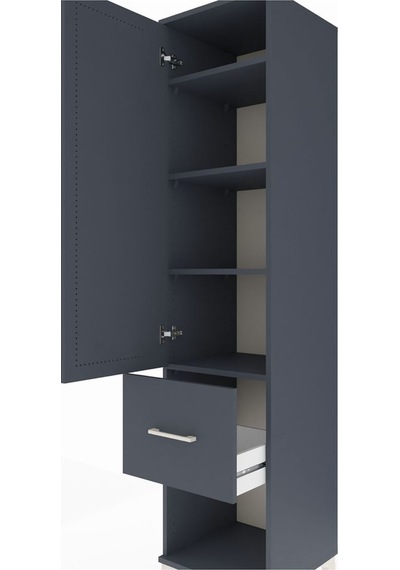 Hyperion Dolap 4 Raflı Tek Çekmeceli Tek Kapaklı 44x44x195 Antrasit-antrasit Antrasit