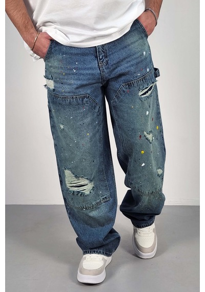 Cedy Denim Cedy Denım Yüksek Kalite Erkek Yüksek Bel Worker Tarz Skater Jean Yeşil