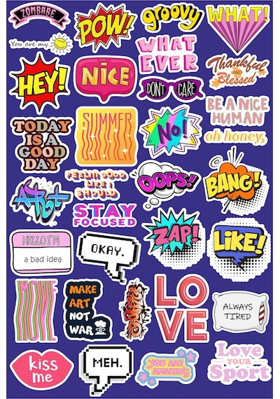 Eğlenceli İfadeler Seri 4 Sticker Seti Laptop Ajanda Notebook Tablet Defter Etiket Bullet Journal Diğer