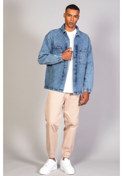 Little Cup Jeans Co Erkek Gömlek Model Oversize Denim Açık Mavi Ceket