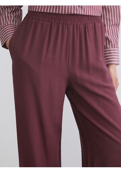 Lcw Modest Mürdüm Beli Lastikli Geniş Paça Kadın Pantolon