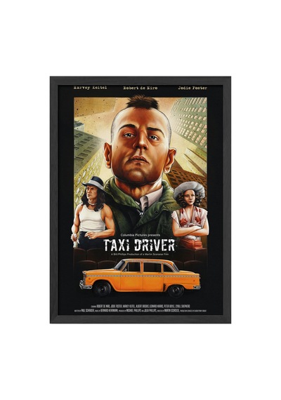 Taxi Driver Siyah Ahşap Çerçeveli Poster, Dekoratif Film Duvar Tablosu