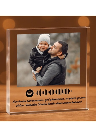 Bk Gift Kişiye Özel Fotoğraflı Ve Spotify Barkodlu Akrilik Masa Çerçevesi-1 Sevgiliye Hediye, Doğum Günü Hediyesi, Babalar Günü Hediyesi Kobitmeyenc