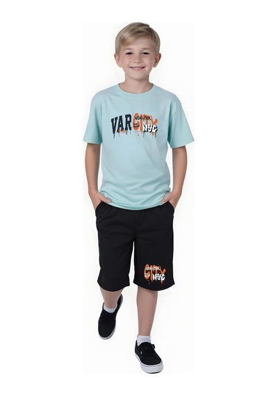 Fyk Kids Erkek Çocuk Baskili Alt-üst Takim Mint Yeşil