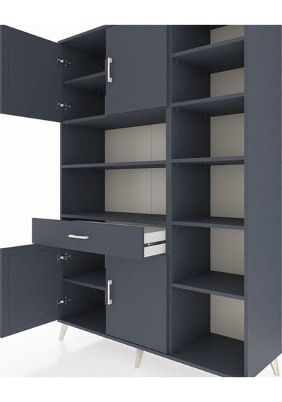 Hyperion Dolap 10 Raflı Tek Çekmeceli 4 Kapaklı 132x44x195 Antrasit-antrasit/antrasit Antrasıt/antrasıt Hyperion Dolap 10 Raflı Tek Çekmeceli 4 Kapaklı 132x44x195 Antrasit-antrasit/antrasit Antrasıt/antrasıt
