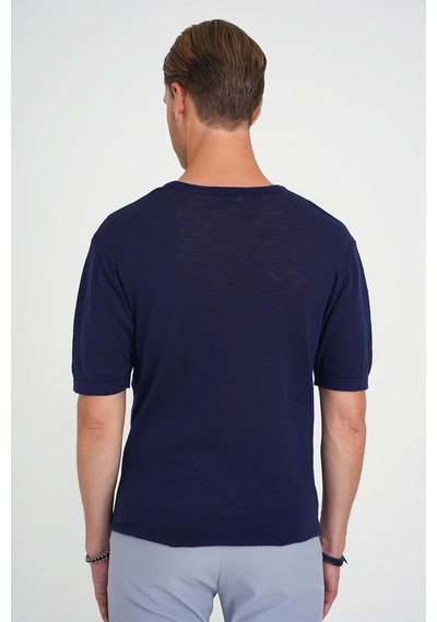 Efor Comfort Fit Bisiklet Yaka Kısa Kol Spor Lacivert Triko Tr 881 Lacivert