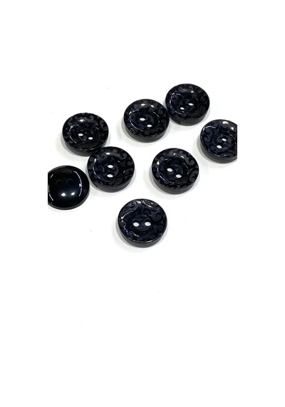 Hırka Yelek Düğmesi / Desenli Üstten Delikli / Siyah / 1,7 Cm / 8 Li Set