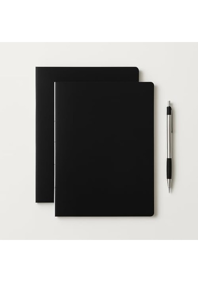Özel Tasarım Siyah Kraft Kapaklı A4 Defter - 180 Derece Açılabilir, Sırtı Dikişli,%100 El İşçiliği, Ofis, Ok Çok Renkli