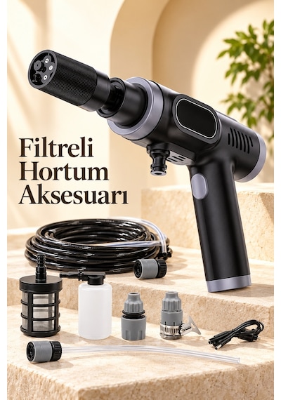 Çift Çalışma Modlu Araç Yıkama Makinesi Şarj Edilebilir Siyah