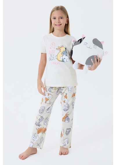 Rolypoly Kız Çocuk Krem Pijama Takım 5274-49650 Krem