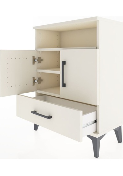 Arges Komodin 3 Raflı Tek Çekmeceli 2 Kapaklı 60x30x80 Aytaşı-aytaşı Aytası