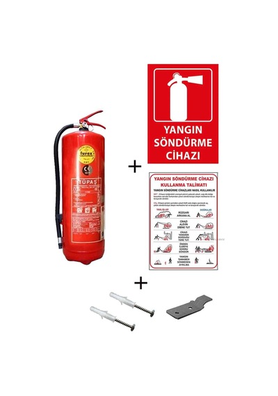 Tüpaş Yangın Tüpü 6 KG + Kullanım Talimatı + Yangın Tüpü Levhası