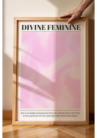 Divine Feminine Çerçeveli Tablo İlahi Dişilik Pembe Aura Enerji Renkleri