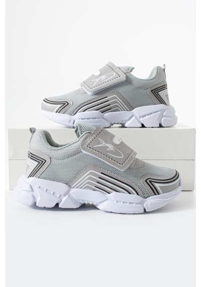 Adımist Çocuk Unisex Rahat Ortopedik Taban Cırtlı Hafif Sneaker Spor Ayakkabı Lento Cırtlı Gri