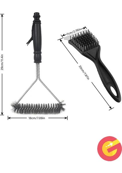 2'li Paket Mangal Barbekü Temizleyici, Metal Barbekü Izgara Temizleme Fırçası Ve Kazıyıcı