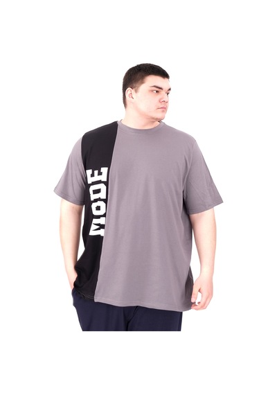 Mode Xl Büyük Beden Erkek T-shirt Parçalı U25501 Füme Füme