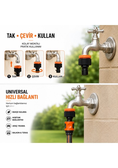 1/2 3/4 Universal Musluk Adaptörü Seti Bahçe Sulama Hortum Bağlantı Aparatı