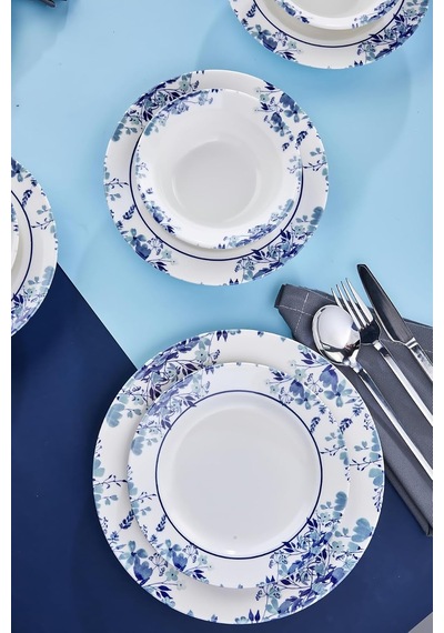 Bellune 24 Parça Porselen Yemek Takımı, Lacivert, Ckr4802 Diğer