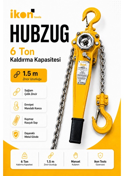 6 Ton 1.5 M Hubzug Zincirli Çektirme Manuel Kaldırma Caraskal Mandallı Kanca