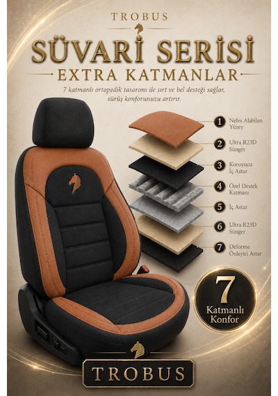 Tofaş Kuş 1993 Sonrası Uyumlu Süvari Serisi Siyah Taba Premium Tay Tüyü Koltuk Kılıfı