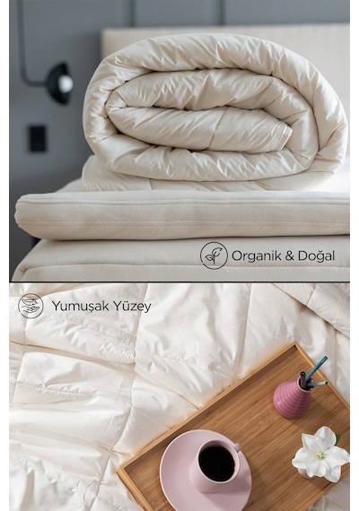 Çift Kişilik Kuzu Yünü %100 Doğal Yorgan Özel Çantalı Organik Merinos Yün Yorgan Beyaz