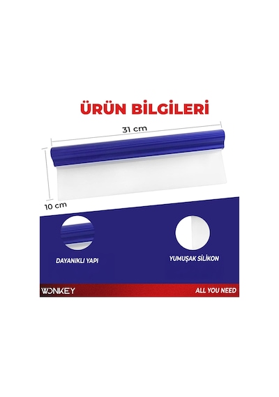 Wonkey - Silikon Uçlu Kaporta Su Çekeceği, Oto Araba Yıkama Kurulama Su Alma Çekeçek, Otomobil Cam Su Çekme Aparatı, Oto Çekcek