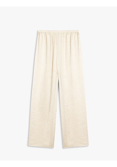 Koton Beli Lastikli Cepli Bol Paça Yüksek Bel Pantolon Bej 5sak40081uw Ekru