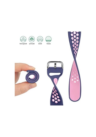 Galaxy 3 45mm Sport Band İçin Kordon Lacivert Pembe Galaxy 3 45mm İle Uyumlu Kordon - Kayış - Lacivert Pembe