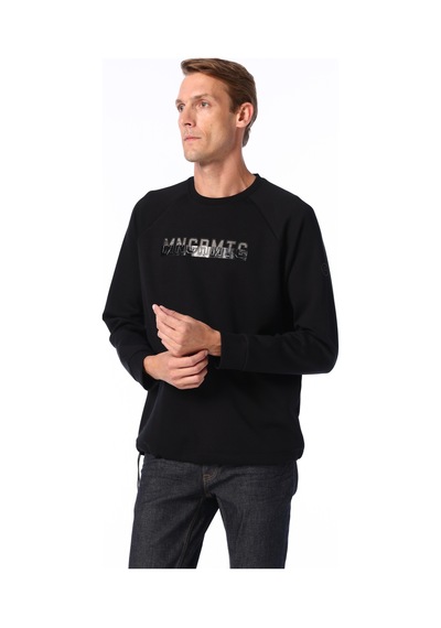 Fabrika Siyah Erkek Bisiklet Yaka Relaxed Sweatshirt F4wm-swt 2235