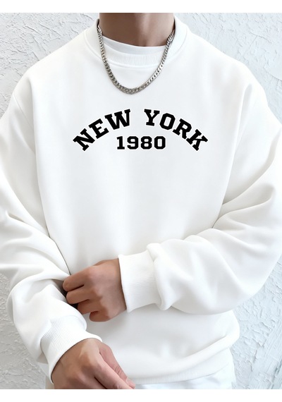 Startmore Startmorenew York 1980 Letter Creative Prints Kapüşonlu Kazaklar Erkek Yumuşak Sıcak Kapüşonlular Cep Beyaz