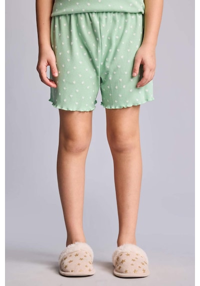 Defacto Regular Fıt Puantiyeli Fitilli Kaşkorse 2li Pijama Takımı Kız Çocuk H8103a826hsgn1136 Yeşil-gn1136