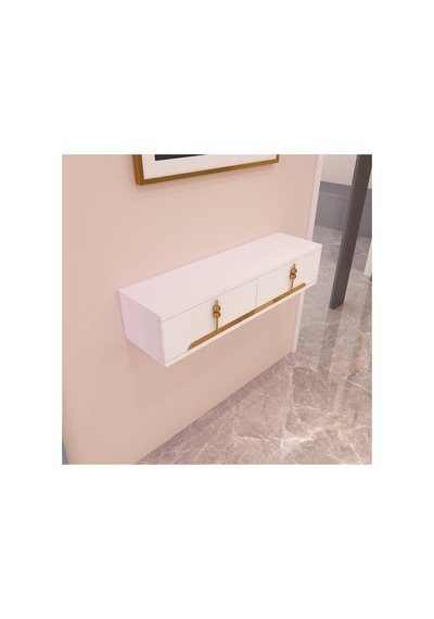 Roza 90 Cm Kapaklı, Raflı ,duvara Monte Dresuar Makyaj Masası Beyaz-altın Beyaz-altın Roza 90 Cm Kapaklı, Raflı ,duvara Monte Dresuar Makyaj Masası Beyaz-altın Beyaz-altın
