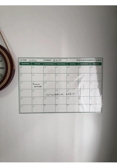 Tutunabilir Kağıt Aylık Planlayıcı Takvim Akıllı Tahta Yazı Tahtası + Kalem Duvara Cama Tahtaya Uygulanır Beyaz