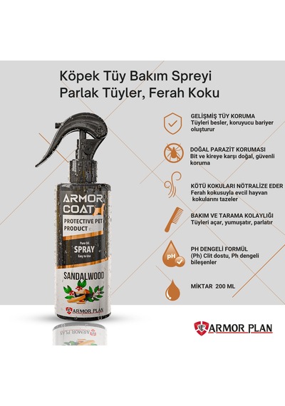Armor Coat Köpek Bakım Spreyi Sandal Ağacı Kokulu 200 ML