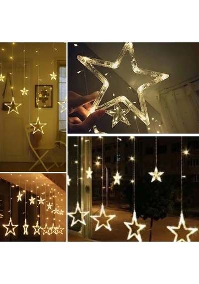 Şık Yıldız Figürlü 12 Sarkıtlı 120 Led Dekor Işık Çok Renkli