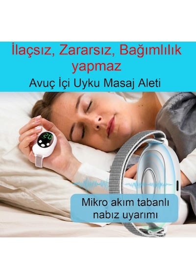 Avuç İçi Elektrikli Uyku Masaj Cihazı 20 Seviye 2 Modlu Derin Rahatlama Ve Hızlı Uyku Çözümü Beyaz