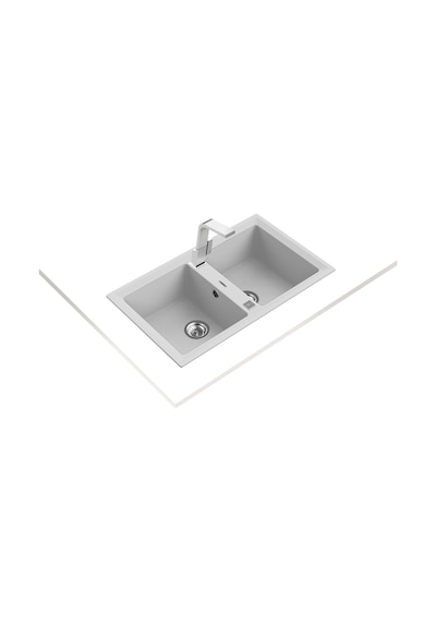 Teka Stone 90 B-Tg Çift Hazneli Tegranite Eviye - Beyaz - 115260012