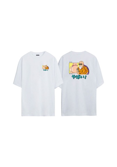 Thewert Unisex Dragon Ball Roshi Ig Master Ön Arka Baskılı Beyaz Oversize T-shirt
