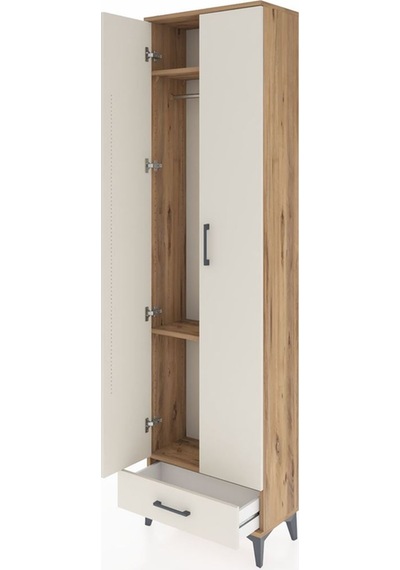 Arges Dolap 3 Raflı Tek Çekmeceli Tek Askılı 60x30x221 Çam-ay... Çam