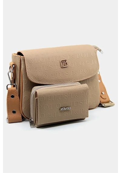 Just Polo Kadın Ayarlanabilir Askılı Şık El & Omuz Çantası Ve Cüzdanı Kombin Shopper Vizon