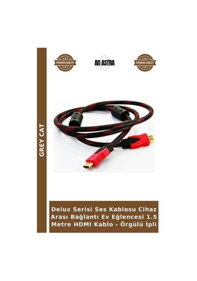 Delux Serisi Ses Kablosu Cihaz Arası Bağlantı Ev Eğlencesi 1.5 Metre Hdmı Kablo - Örgülü İpli