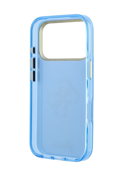 Apple iPhone Uyumlu 18 Pro  Kılıf Guess  Lisanslı Yazı Ve 4g Büyük Metal Logolu Silikon Kapak Mavi
