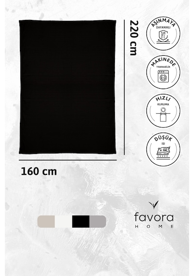 Nayra Keten Masa Örtüsü 160x220 - Siyah Siyah