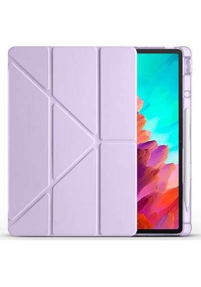 Lenovo Idea Tab Pro 12.7 Tb-373fu Kılıf Zore Tri Folding Kalem Bölmeli Standlı Kılıf Kapaklı Kılıf