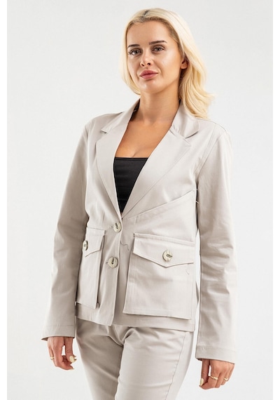 Bold & Young Kadın Üç Cepli Likralı Pamuklu Astarsız Blazer Ceket Bej