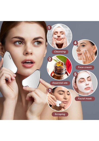 Metal Gua Sha Yüz Aletleri, Yüz İçin Guasha Aracı,% 100 304 Paslanmaz Çelik Gua Sha Aracı, Yüz, Vücut Ve Yüz İçin Premium Guasha Seti Cilt Sıkılaştırmak İçin Gua Sha Taşı