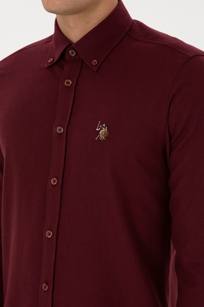 U.S. Polo Assn. Erkek Bordo Uzun Kollu Basic Gömlek 50307686-VR014 U.S. Polo Assn. Erkek Bordo Uzun Kollu Basic Gömlek 50307686-VR014