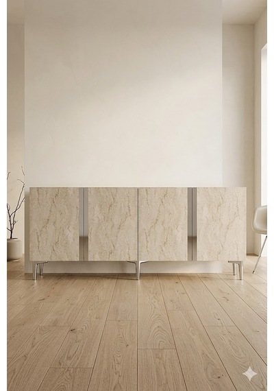 Ka1898bts Anka Konsol Ve Tv Sehpası Beyaz-traverten-silver 180cm