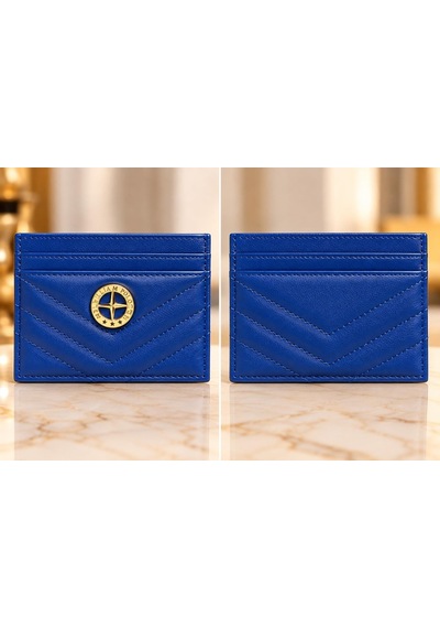 Williampolo Anka Hakiki Deri Unisex Kartlık-ince Tasarım Mavi