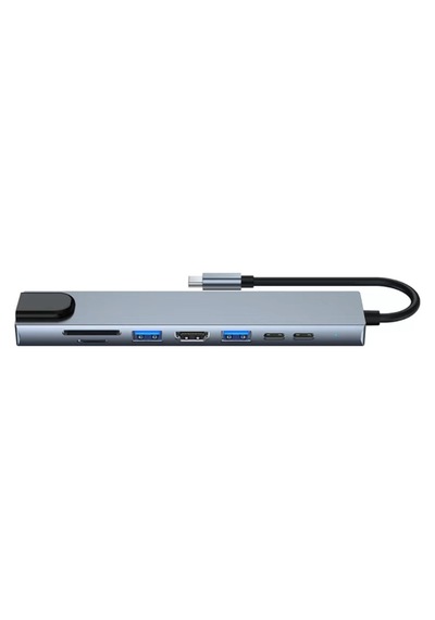 8 In 1 Type-c To Hdtv Çok Portlu Hub 4k Hdmı Pd Rj45 Usb 3.0 Sd Tf Çevirici Adaptör